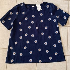 NWT E Retro Daisy Short Sleeve Cotton Top